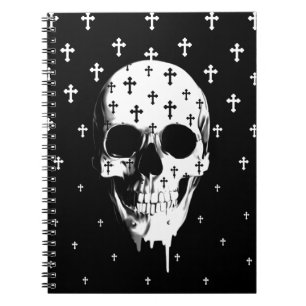 Cuaderno Después de mercado, cráneo gótico con las cruce