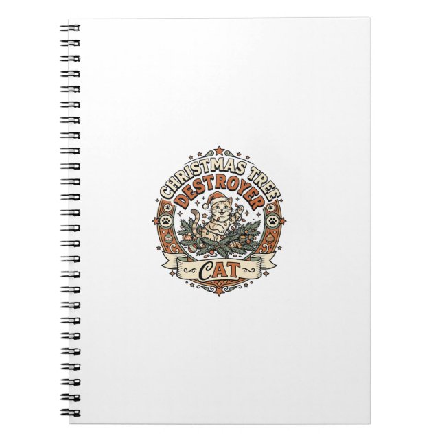 Cuaderno Destructor de árbol de Navidad Gato Destructor de  (Frente)