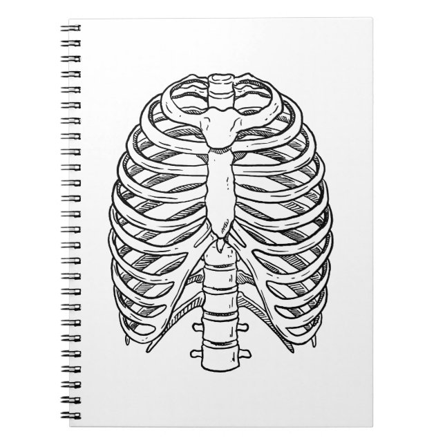 Cuaderno Detailed Rib Cage Anatomy Line Art (Frente)