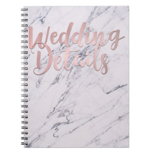 Cuaderno DETALLES DE BODAS Modernos Rosa Dorado Mármol