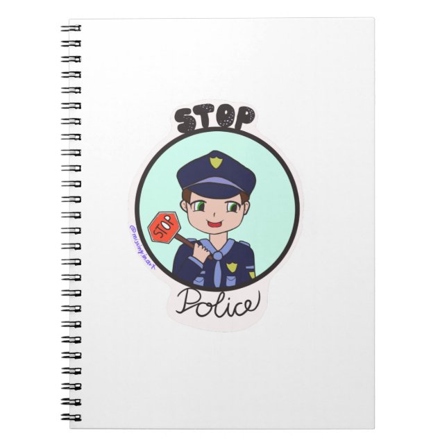 Cuaderno Detener el dibujo de caricaturas de la policía (Frente)