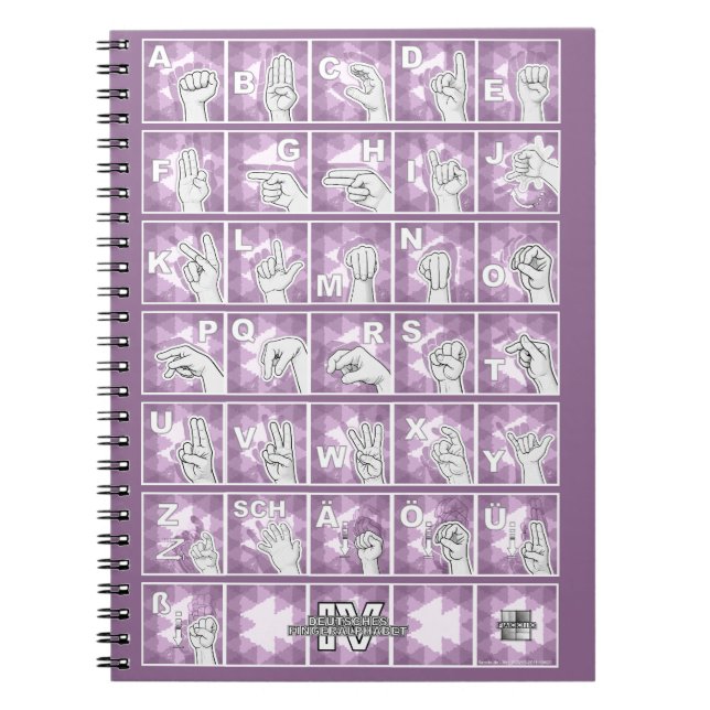 Cuaderno Deutsches Fingeralphabet 4 - lavendelgrau / (Frente)