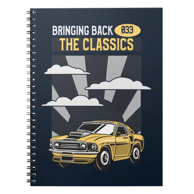 Cuaderno Devolver el coche clásico del músculo retro (Frente)