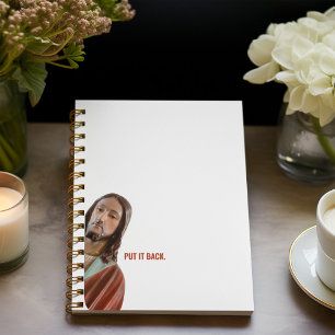 Cuaderno Devuélvalo Gracioso Jesús en el fondo blanco