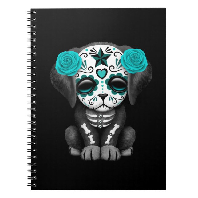 Cuaderno Día azul lindo del negro muerto del perro de (Frente)