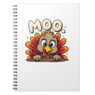 Cuaderno Día de Acción de Gracias Turquía Moo Funny Acción 