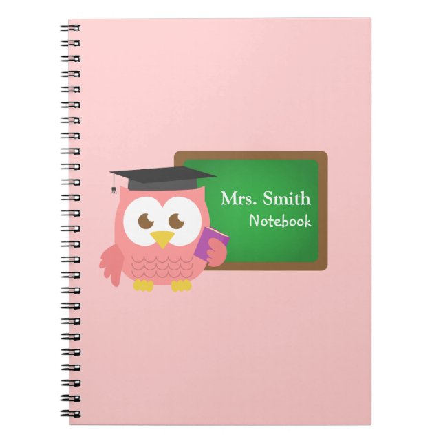Cuaderno Día de Agradecimiento a los Maestros Búho Rosa Lin (Frente)