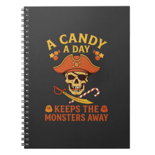 Cuaderno Día de Dulces Pirata de Halloween Calavera Bastón