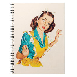 Cuaderno Día de horneado de 1950 Mujer vintage con delantal