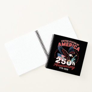 Cuaderno Día de la Independencia 250 Aniversario USA Patrió