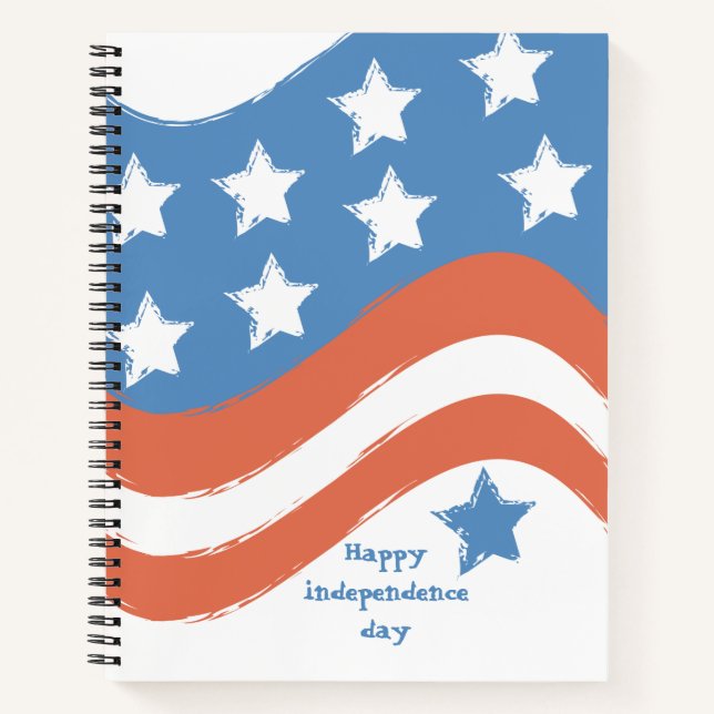 Cuaderno Día de la Independencia Patriótico Feliz Azul Rojo (Anverso)