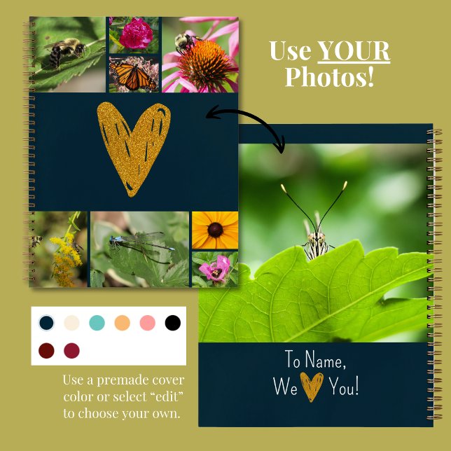 Cuaderno Día de la Madre Crea tu propia Marina de Collage d (DIY Photo Notebook for Mother's Day features your own photos and text. Personalize it for mom today!)