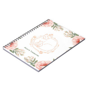Cuaderno Día de la Madre Floral Personalizado de Mamá Gata 