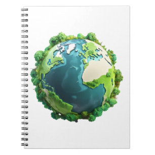 Cuaderno Día de la Tierra - Tierra verde y azul con árboles