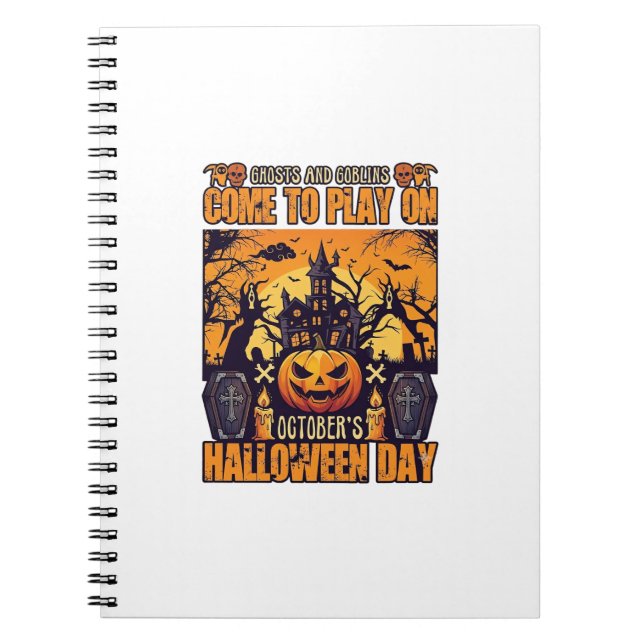 Cuaderno Día de las Brujas Duendes Fantasmas Ven a Jugar Oc (Frente)