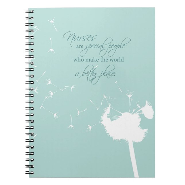 Cuaderno Día de las enfermeras con Dandelion ondeando en Ve (Frente)