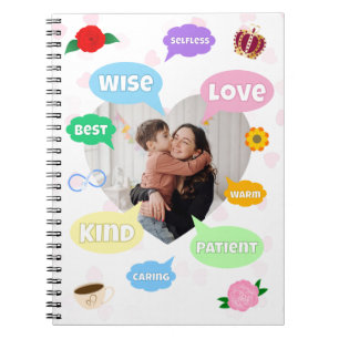 Cuaderno Día de las Madres Nubes de Palabras Foto Mejor Mam