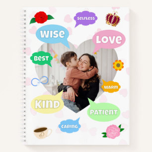 Cuaderno Día de las Madres Nubes de Palabras Foto Mejor Mam