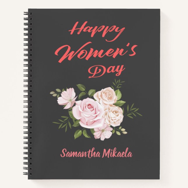 Cuaderno día de las mujeres felices gris oscuro (Anverso)