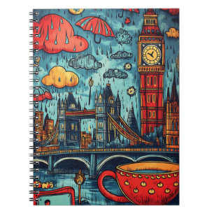 Cuaderno Día de lluvias en Londres, Ilustracion de doodle c
