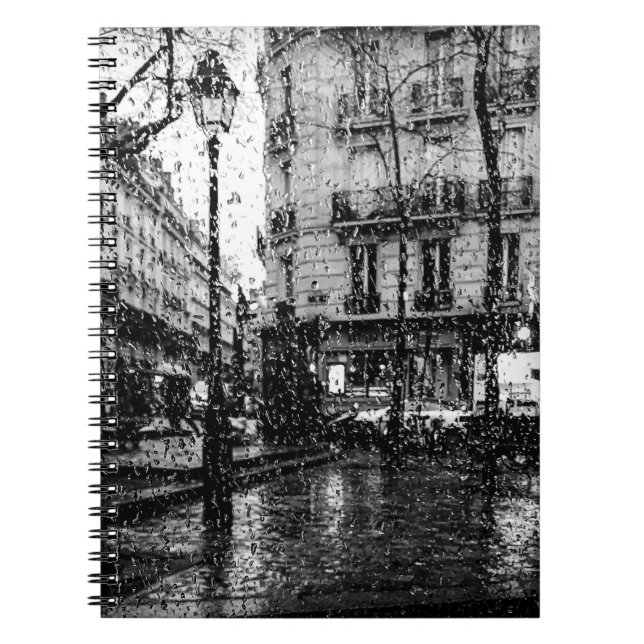Cuaderno Día de lluvias en París| Blanco y negro (Frente)