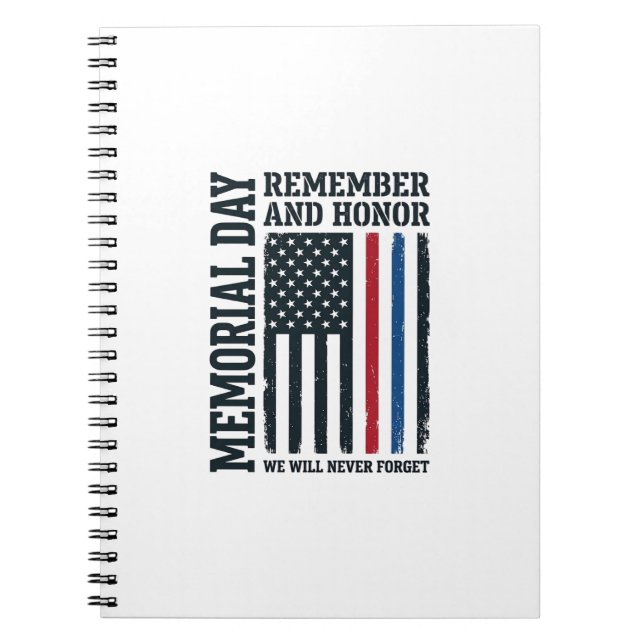 Cuaderno Día de los Caídos Tributo de Recordar y Honrar Vec (Frente)