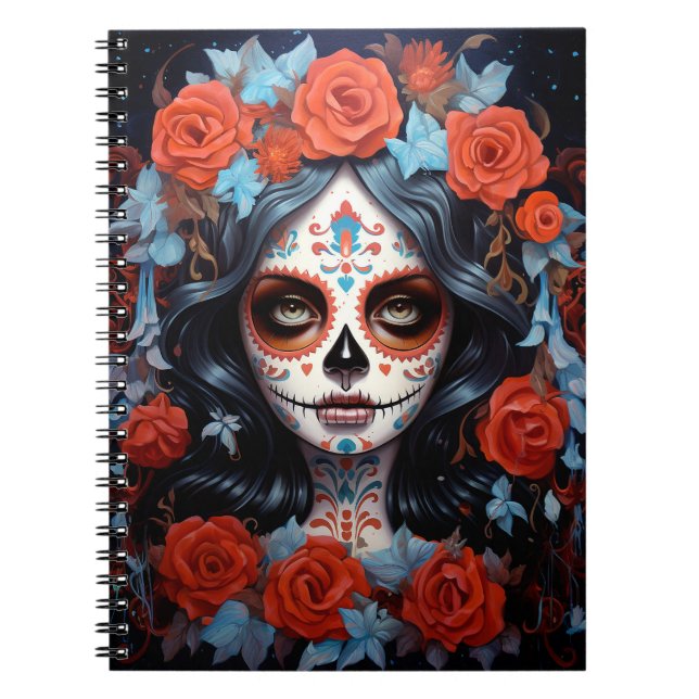 Cuaderno Día De Los Muertos En El Chica De La Calavera Del  (Frente)