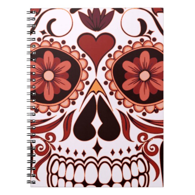 Cuaderno Día de Muertos Arte de Cráneo de Azúcar Floral (Frente)