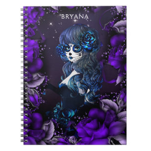 Cuaderno Día de Muertos Chica de Azúcar Cráneo Mexicano Azu