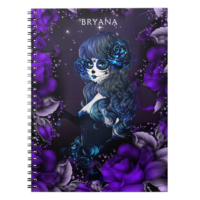Cuaderno Día de Muertos Chica de Calavera de Azúcar Mexican (Frente)