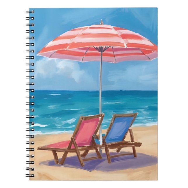 Cuaderno Día de playa en Cape Cod | Océano de acuarela MA (Frente)