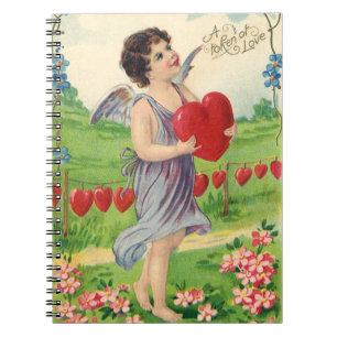 Cuaderno Día de San Valentín antiguo, ángel victoriano con