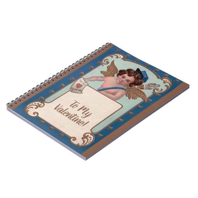 Cuaderno Día de San Valentín antiguo, querubín con cartas d (Lado Izquierdo)