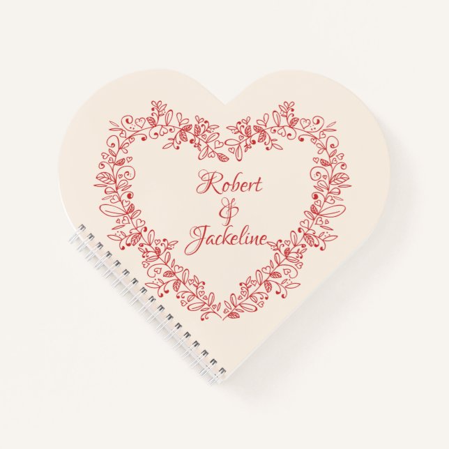 Cuaderno Día de San Valentín Cute Floral Vintage Red Heart  (Anverso)