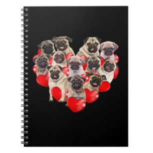 Cuaderno Día de San Valentín Cute Pug Dog Corazón Cachorro