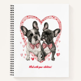 Cuaderno Día de San Valentín de Bulldog francés Woof-tastic