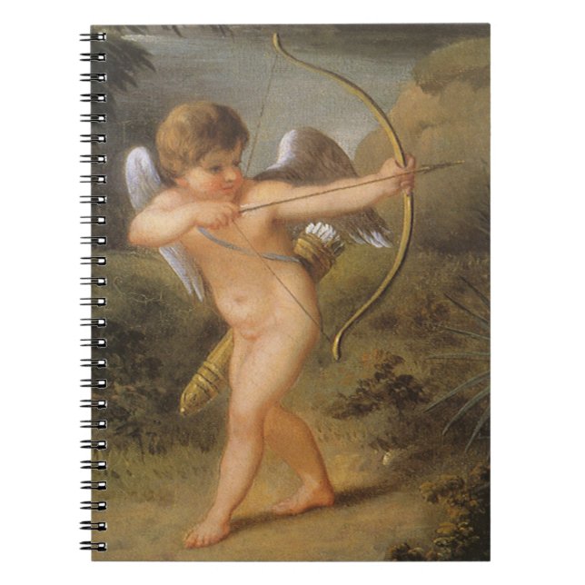Cuaderno Día de San Valentín de cosecha, cupido con arco y  (Frente)