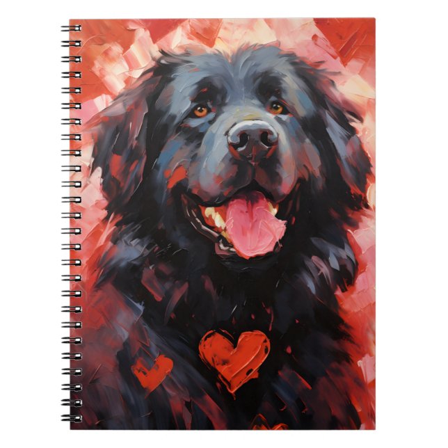 Cuaderno Día de San Valentín de perros de Terranova (Frente)