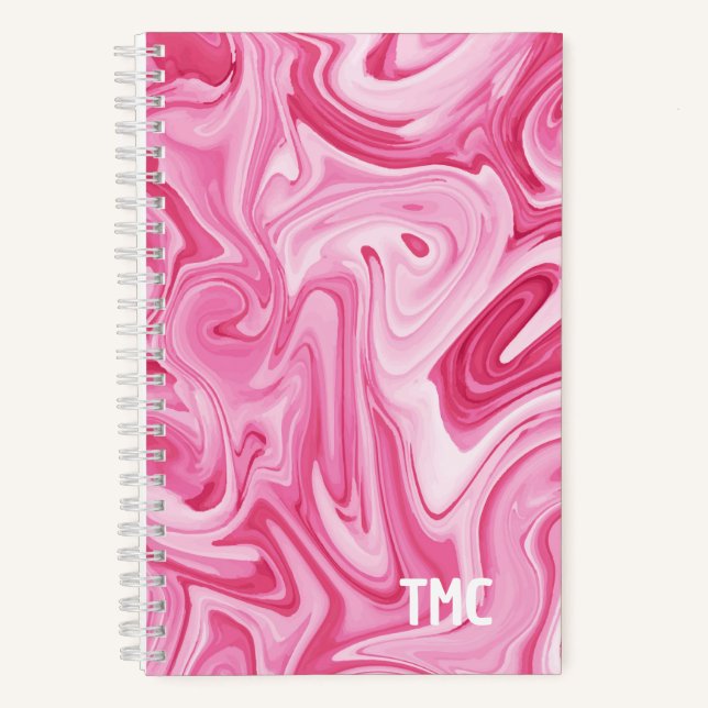 Cuaderno Día de San Valentín rosa de Swirl Paint Art INITIA (Anverso)