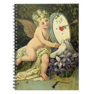 Cuaderno Día de San Valentín victoriano vintage, aves de án