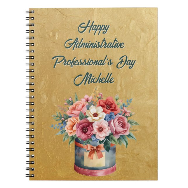 Cuaderno Día del Administrativo Elegante de Oro (Frente)