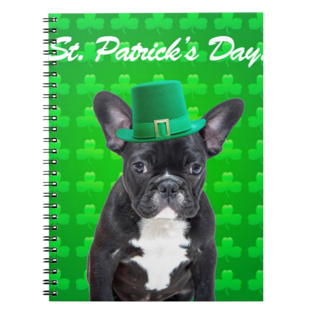 Cuaderno Día del Bulldog francés San Patricio (Frente)