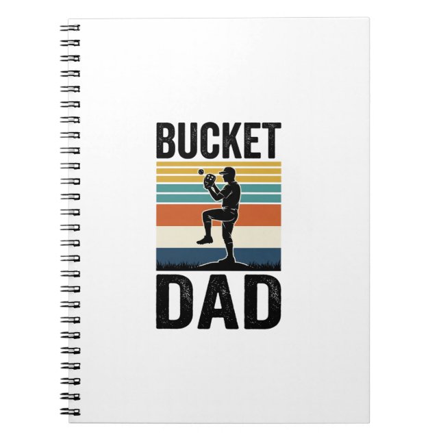Cuaderno Día del padre diseño vectorial retro de béisbol Bu (Frente)