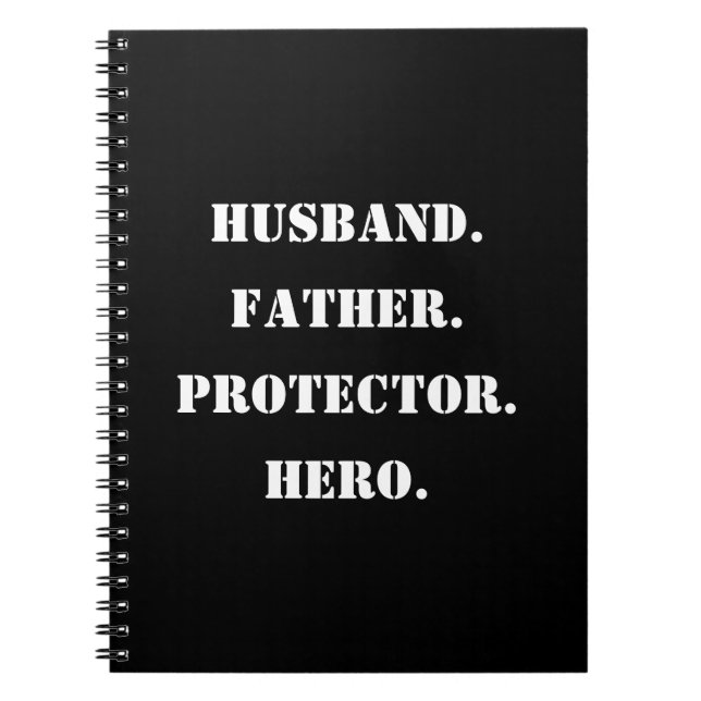 Cuaderno Día del Padre Esténcil Esposo Padre Protector Héro (Frente)