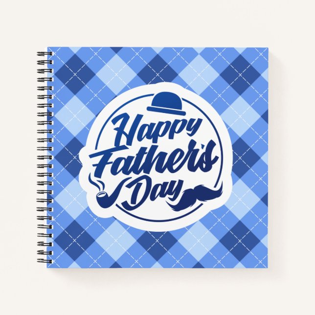 Cuaderno Día del padre feliz azul simple | Portátil (Anverso)