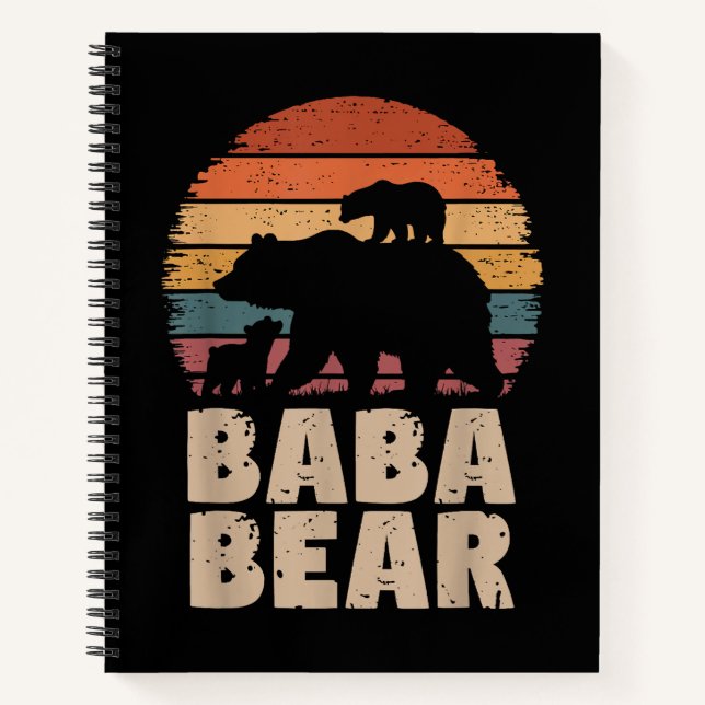Cuaderno Día del padre gracioso retro de oso beba (Anverso)
