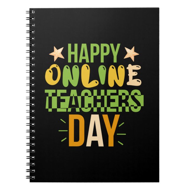 Cuaderno Día del profesor de arte feliz en línea (Frente)