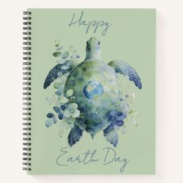 Cuaderno Día Feliz de la Tierra Diseño de Tortuga