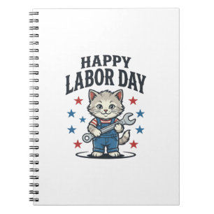Cuaderno Día Feliz del Trabajo Gato Trabajador Patriótico D