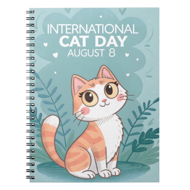 Cuaderno Día Internacional del Gato Arte de Gato Caprichoso (Frente)